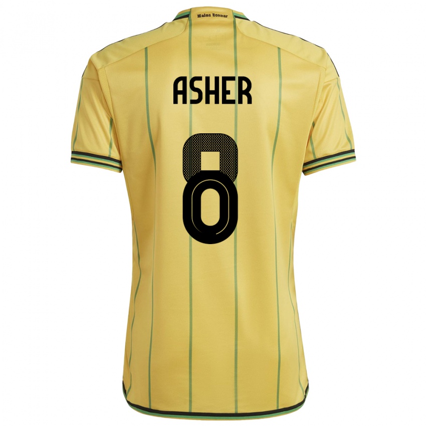 Criança Camisola Jamaica Chinyelu Asher #8 Amarelo Principal 24-26 Camisa Brasil