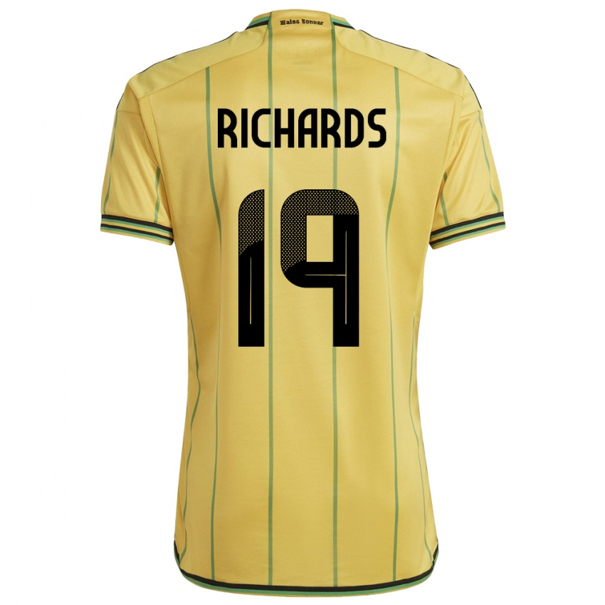 Criança Camisola Jamaica Davia Richards #19 Amarelo Principal 24-26 Camisa Brasil