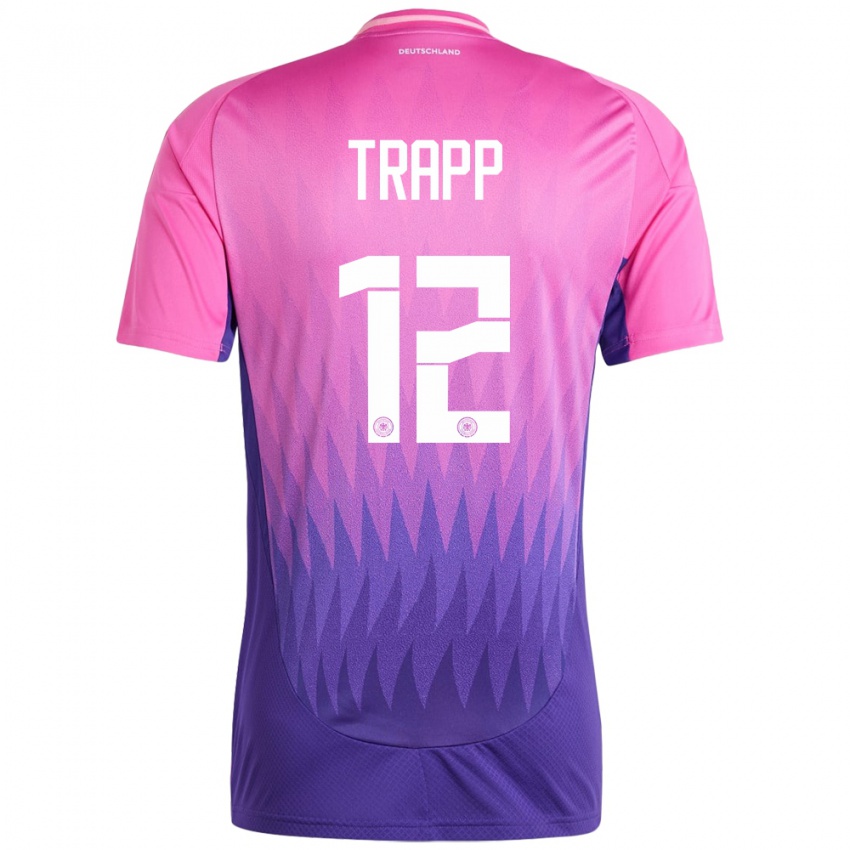 Criança Camisola Alemanha Kevin Trapp #12 Rosa Roxo Alternativa 24-26 Camisa Brasil