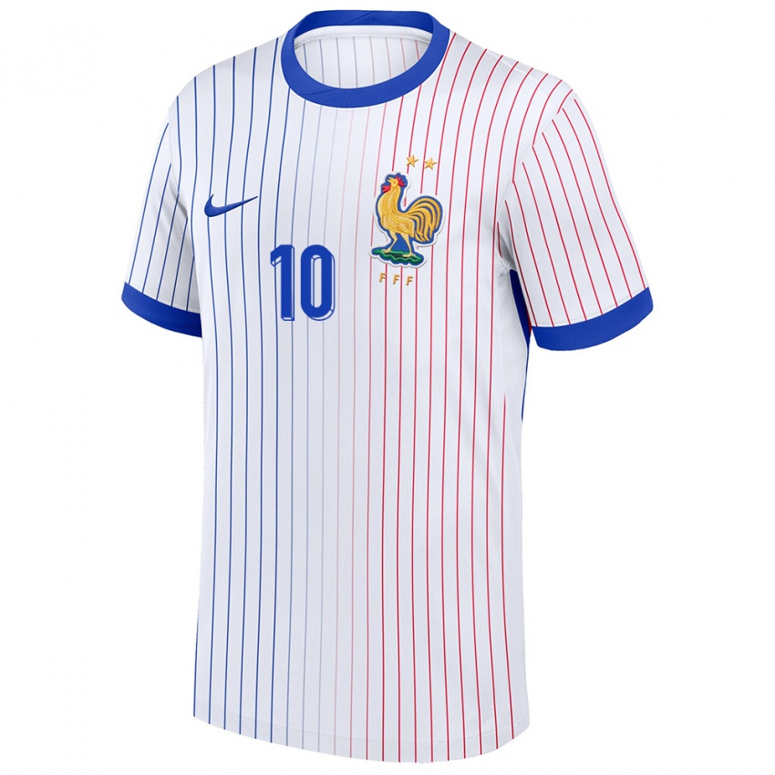 Criança Camisola França Kylian Mbappe #10 Branco Alternativa 24-26 Camisa Brasil