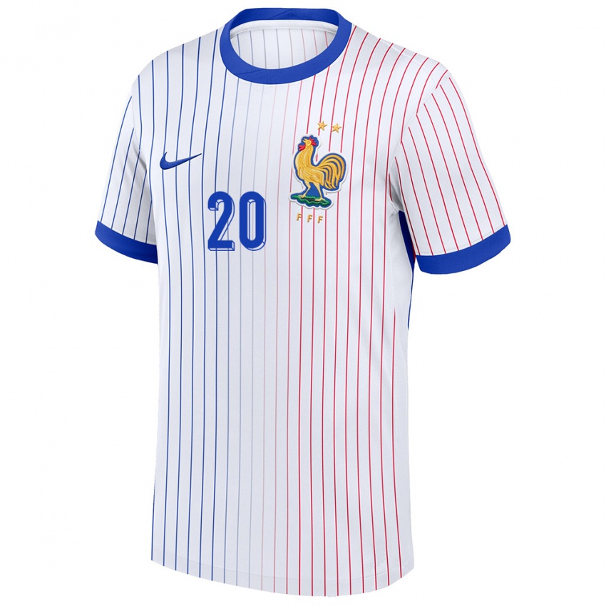 Criança Camisola França Pierre Kalulu #20 Branco Alternativa 24-26 Camisa Brasil