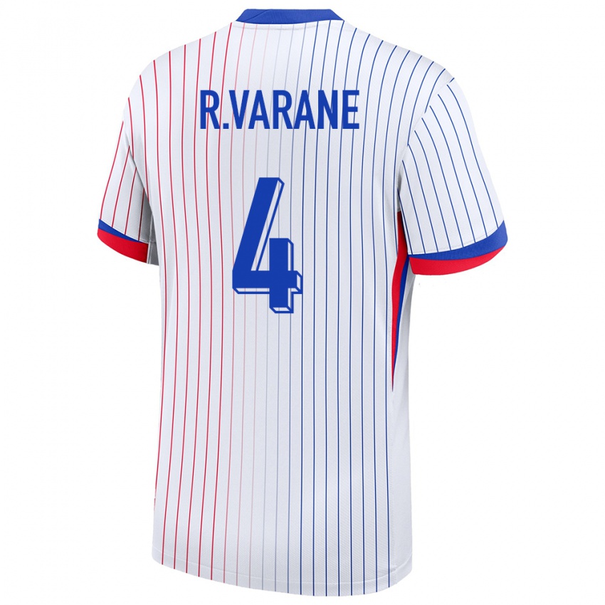 Criança Camisola França Raphael Varane #4 Branco Alternativa 24-26 Camisa Brasil