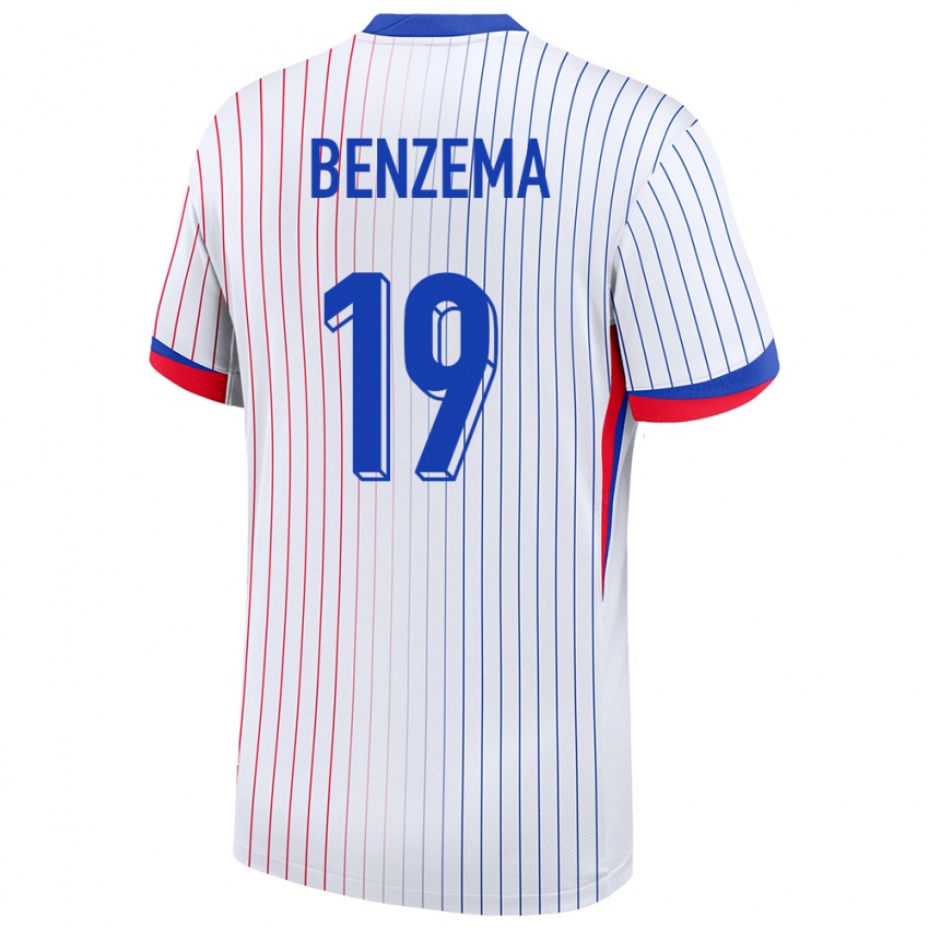 Criança Camisola França Karim Benzema #19 Branco Alternativa 24-26 Camisa Brasil