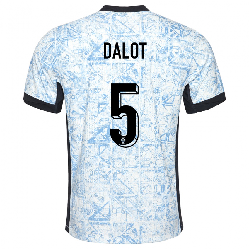 Criança Camisola Portugal Diogo Dalot #5 Azul Creme Alternativa 24-26 Camisa Brasil