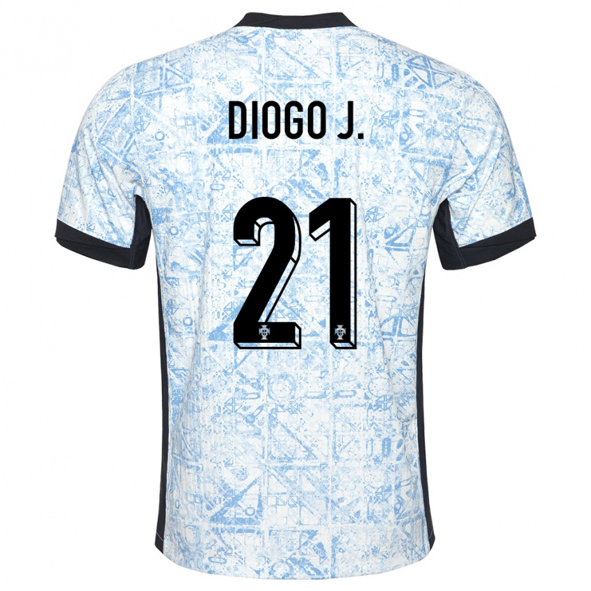 Criança Camisola Portugal Diogo Jota #21 Azul Creme Alternativa 24-26 Camisa Brasil