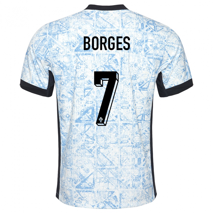 Criança Camisola Portugal Carlos Borges #7 Azul Creme Alternativa 24-26 Camisa Brasil