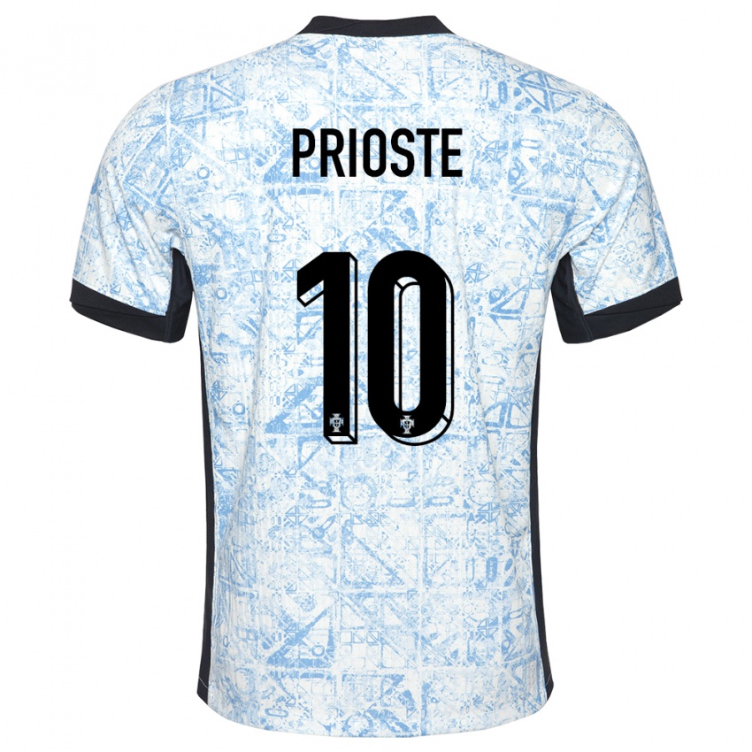 Criança Camisola Portugal Diogo Prioste #10 Azul Creme Alternativa 24-26 Camisa Brasil