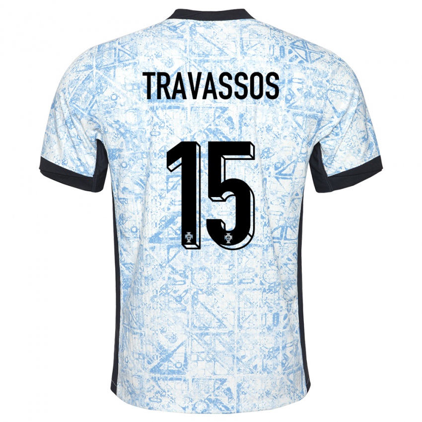 Criança Camisola Portugal Diogo Travassos #15 Azul Creme Alternativa 24-26 Camisa Brasil