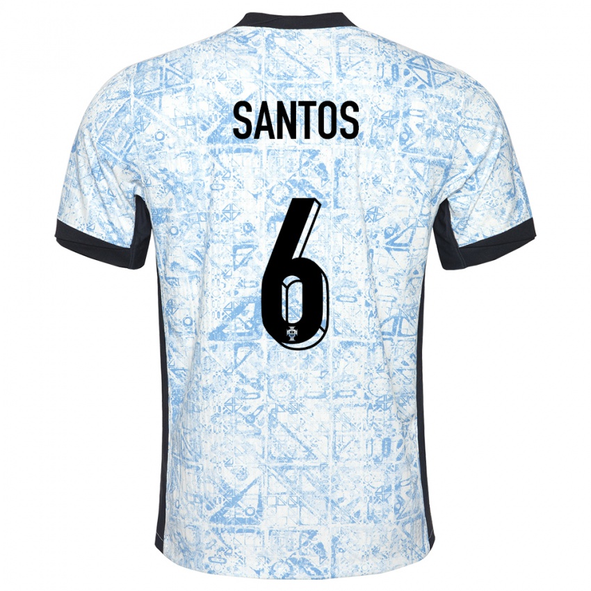 Criança Camisola Portugal Vasco Santos #6 Azul Creme Alternativa 24-26 Camisa Brasil