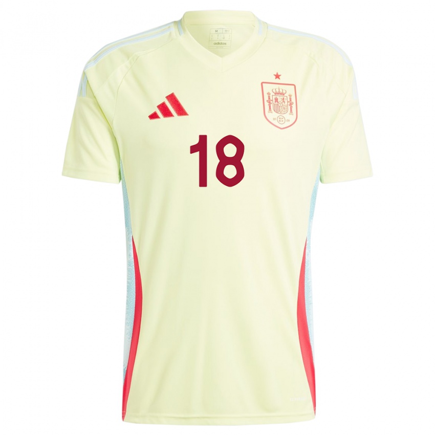 Criança Camisola Espanha Jordi Alba #18 Amarelo Alternativa 24-26 Camisa Brasil