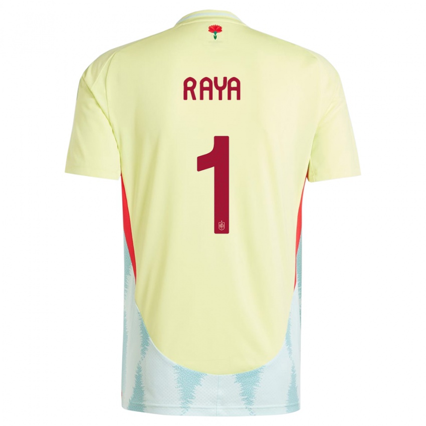 Criança Camisola Espanha David Raya #1 Amarelo Alternativa 24-26 Camisa Brasil