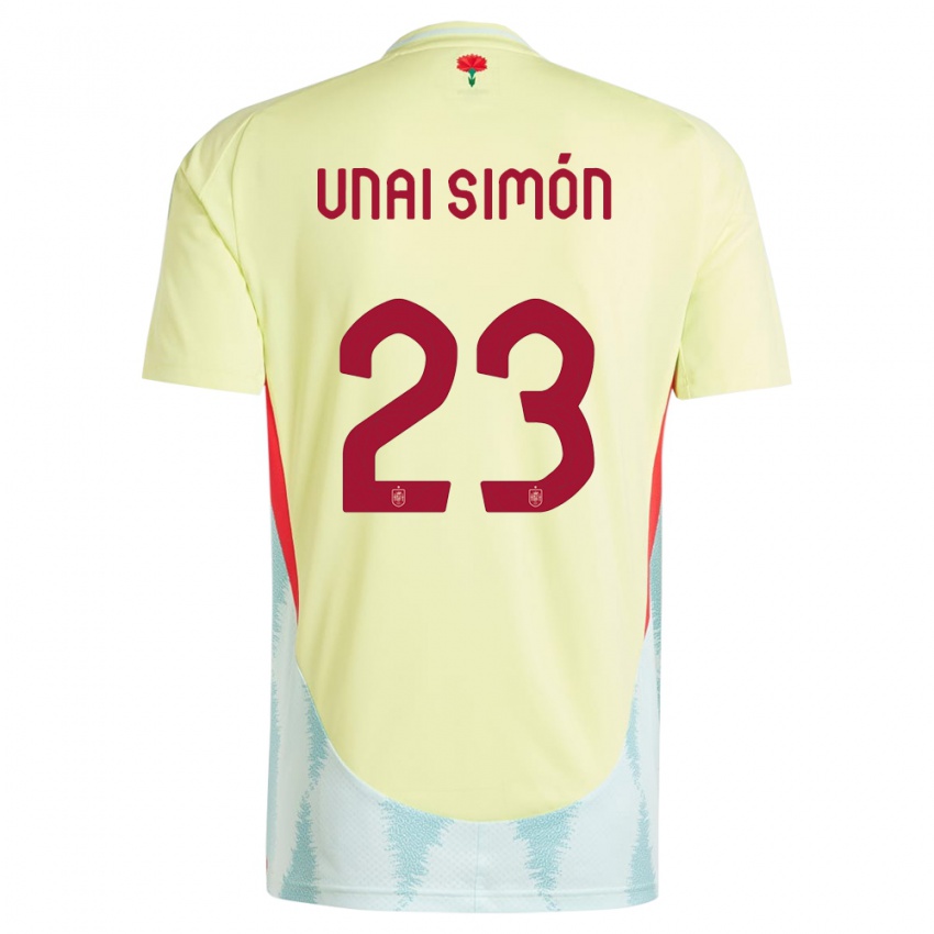 Criança Camisola Espanha Unai Simon #23 Amarelo Alternativa 24-26 Camisa Brasil