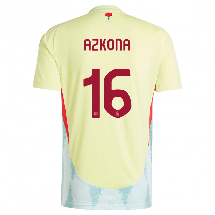 Criança Camisola Espanha Ane Azkona #16 Amarelo Alternativa 24-26 Camisa Brasil