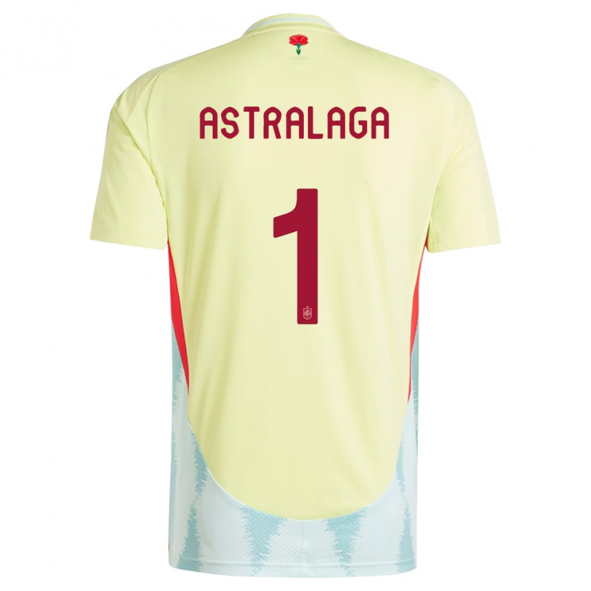 Criança Camisola Espanha Ander Astralaga #1 Amarelo Alternativa 24-26 Camisa Brasil