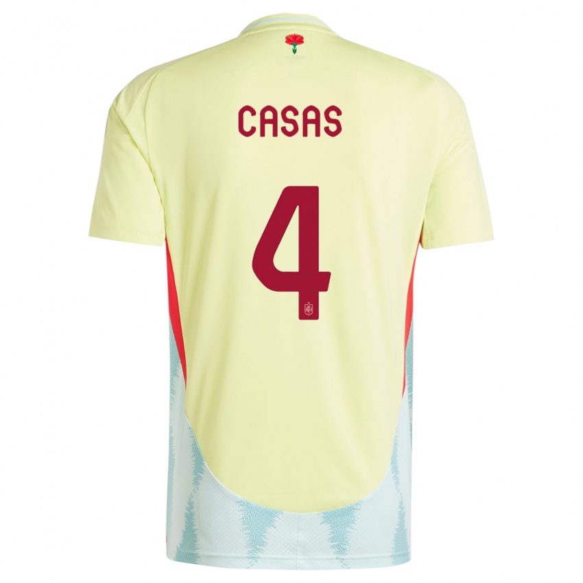 Criança Camisola Espanha Arnau Casas #4 Amarelo Alternativa 24-26 Camisa Brasil