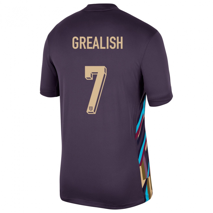 Criança Camisola Inglaterra Jack Grealish #7 Passa Escura Alternativa 24-26 Camisa Brasil