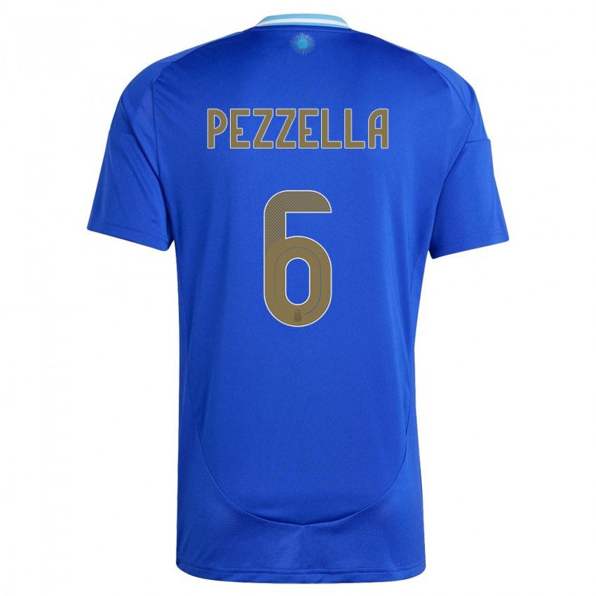 Criança Camisola Argentina German Pezzella #6 Azul Alternativa 24-26 Camisa Brasil