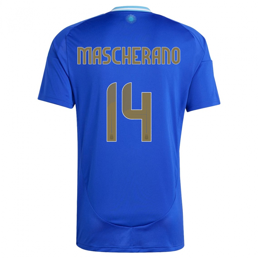 Criança Camisola Argentina Javier Mascherano #14 Azul Alternativa 24-26 Camisa Brasil