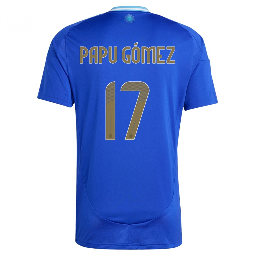 Criança Camisola Argentina Papu Gomez #17 Azul Alternativa 24-26 Camisa Brasil