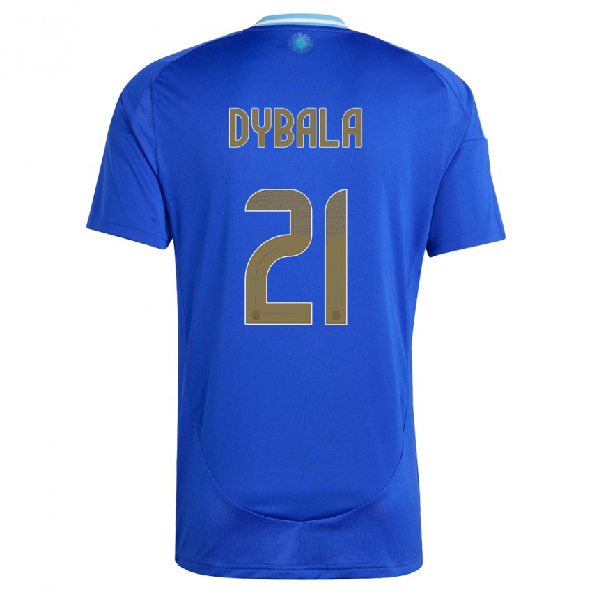 Criança Camisola Argentina Paulo Dybala #21 Azul Alternativa 24-26 Camisa Brasil