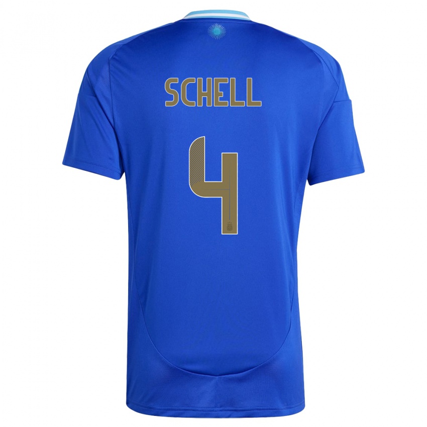 Criança Camisola Argentina Sofia Schell #4 Azul Alternativa 24-26 Camisa Brasil