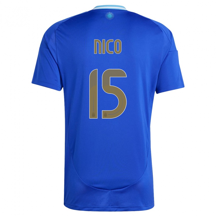 Criança Camisola Argentina Nico #15 Azul Alternativa 24-26 Camisa Brasil