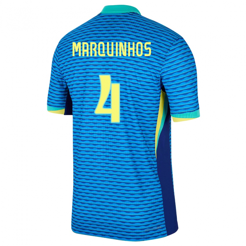 Criança Camisola Brasil Marquinhos #4 Azul Alternativa 24-26 Camisa Brasil