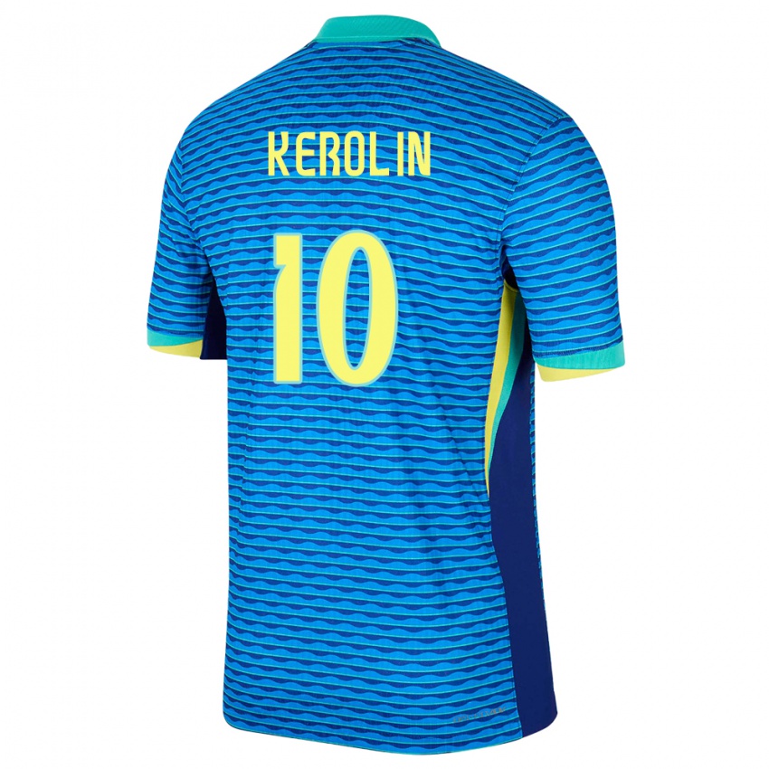 Criança Camisola Brasil Kerolin Nicoli #10 Azul Alternativa 24-26 Camisa Brasil