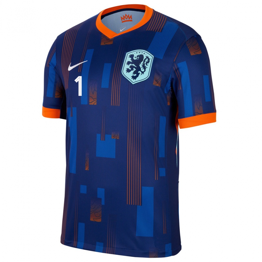 Criança Camisola Países Baixos Remko Pasveer #1 Azul Alternativa 24-26 Camisa Brasil