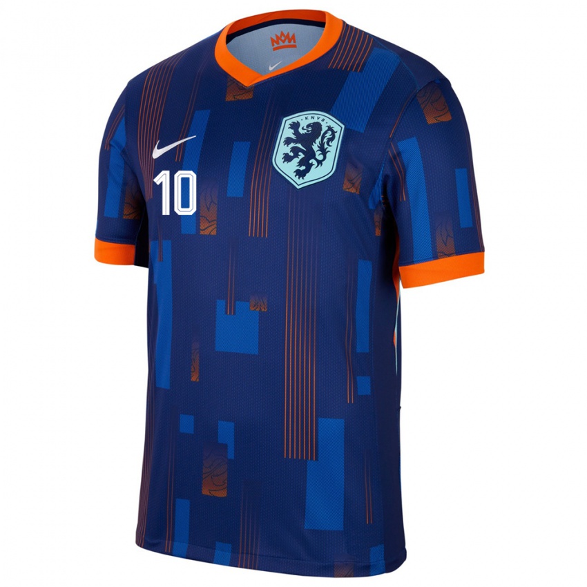 Criança Camisola Países Baixos Memphis Depay #10 Azul Alternativa 24-26 Camisa Brasil