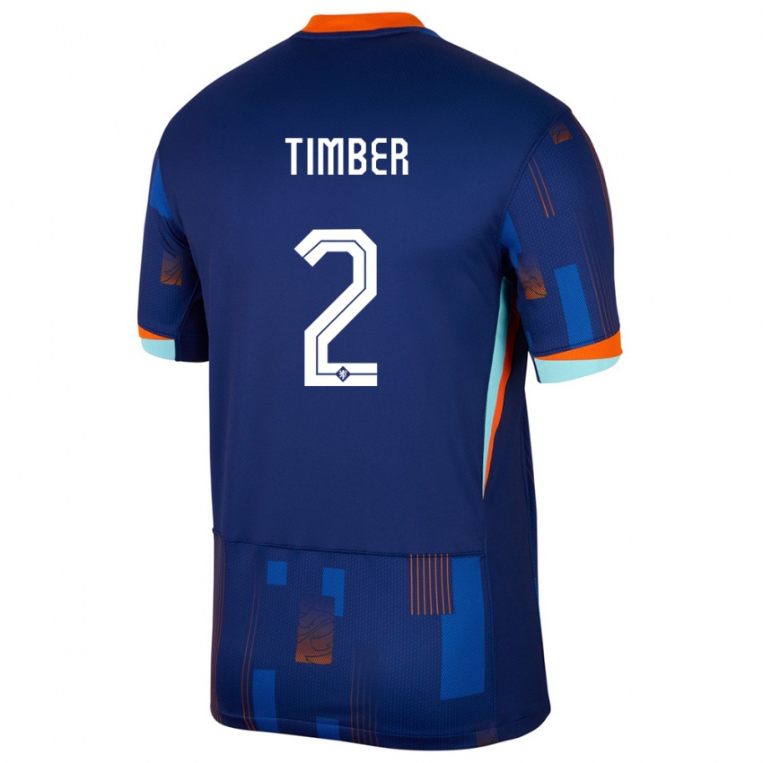 Criança Camisola Países Baixos Jurrien Timber #2 Azul Alternativa 24-26 Camisa Brasil