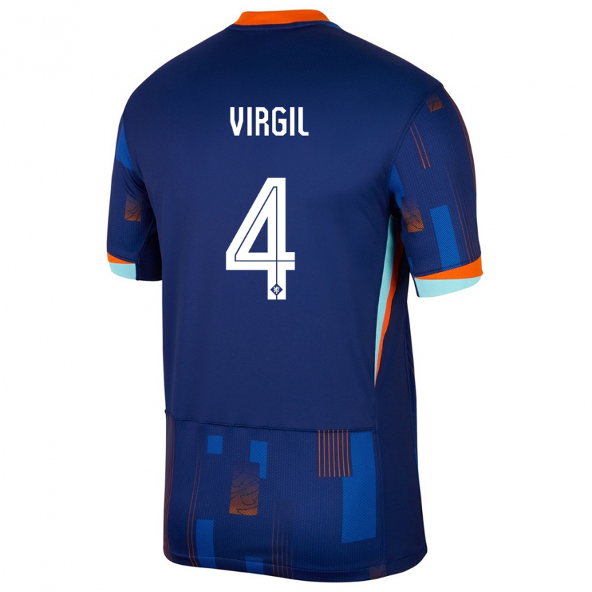 Criança Camisola Países Baixos Virgil Van Dijk #4 Azul Alternativa 24-26 Camisa Brasil