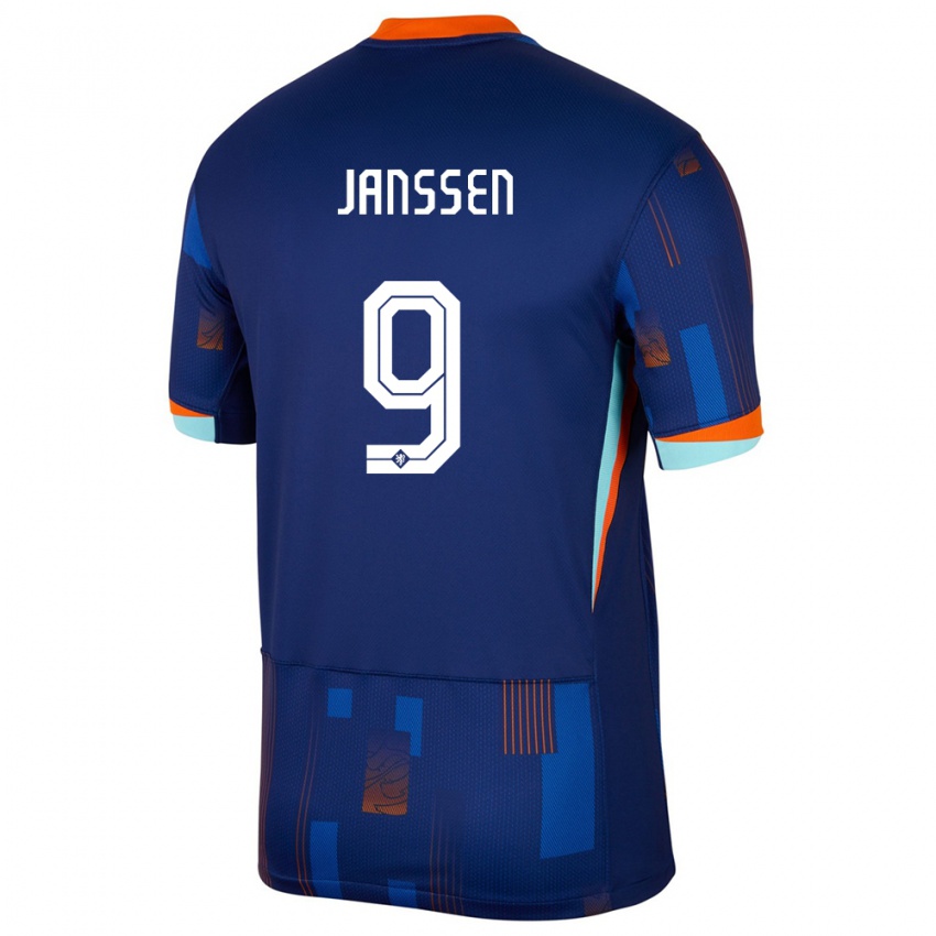 Criança Camisola Países Baixos Vincent Janssen #9 Azul Alternativa 24-26 Camisa Brasil