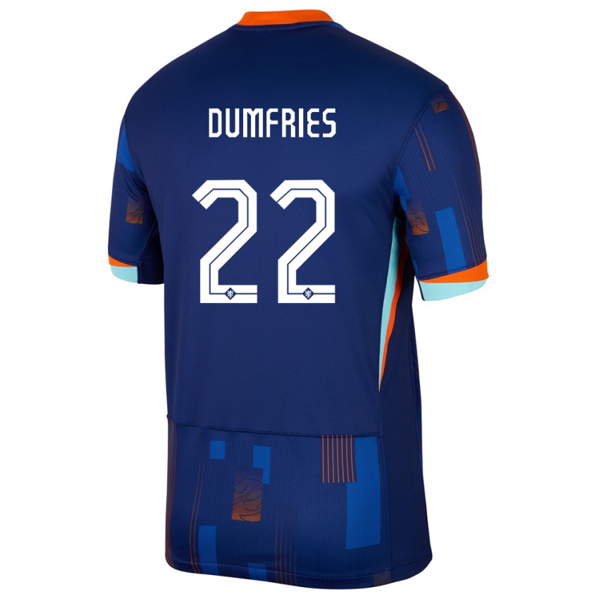 Criança Camisola Países Baixos Denzel Dumfries #22 Azul Alternativa 24-26 Camisa Brasil