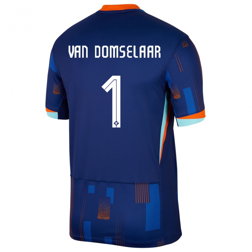 Criança Camisola Países Baixos Daphne Van Domselaar #1 Azul Alternativa 24-26 Camisa Brasil