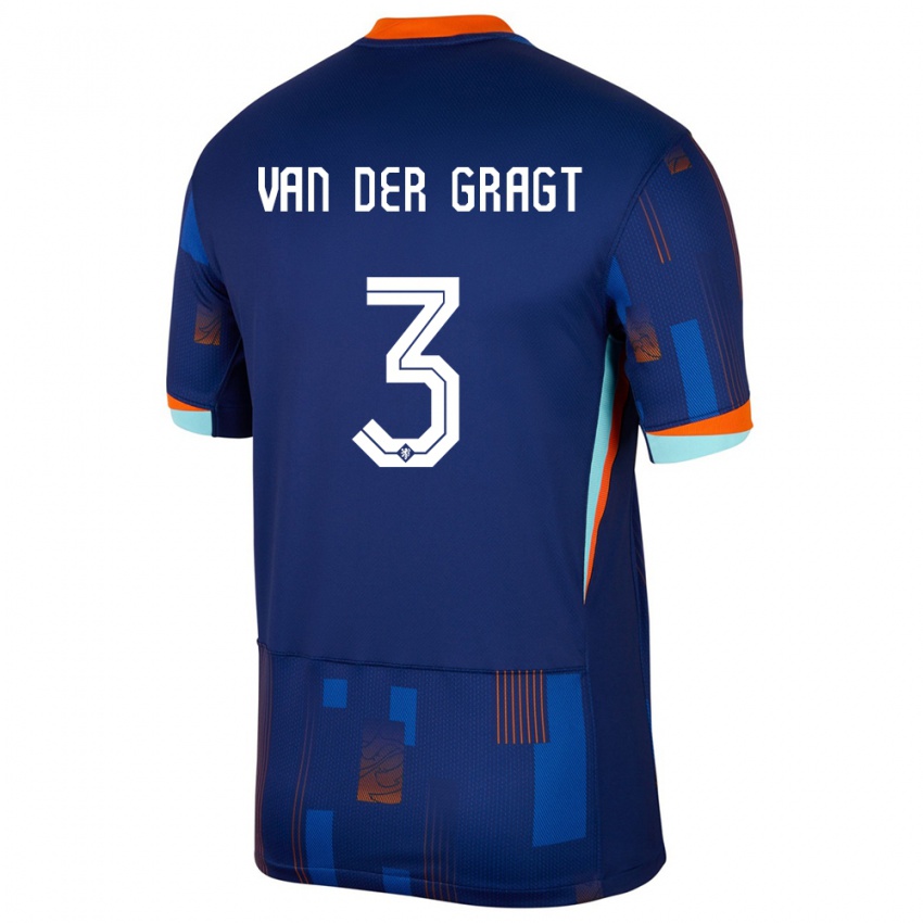 Criança Camisola Países Baixos Stefanie Van Der Gragt #3 Azul Alternativa 24-26 Camisa Brasil