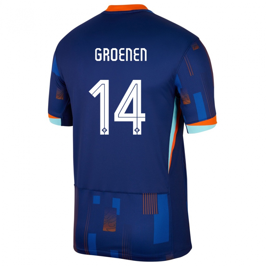 Criança Camisola Países Baixos Jackie Groenen #14 Azul Alternativa 24-26 Camisa Brasil