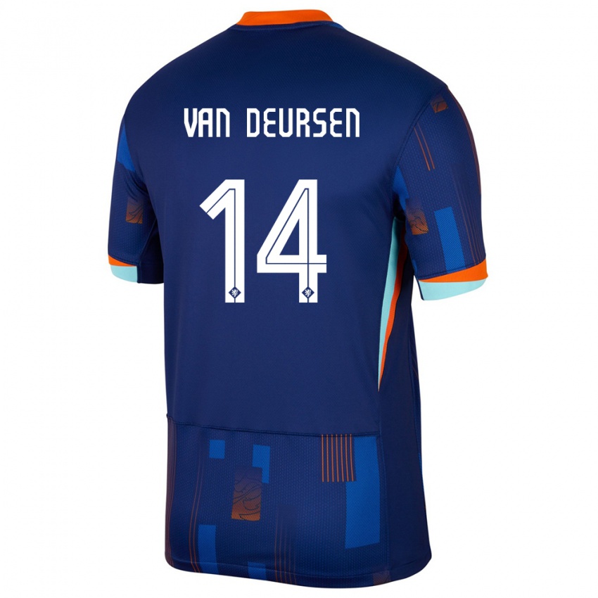 Criança Camisola Países Baixos Eva Van Deursen #14 Azul Alternativa 24-26 Camisa Brasil