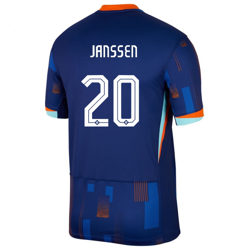 Criança Camisola Países Baixos Dominique Janssen #20 Azul Alternativa 24-26 Camisa Brasil