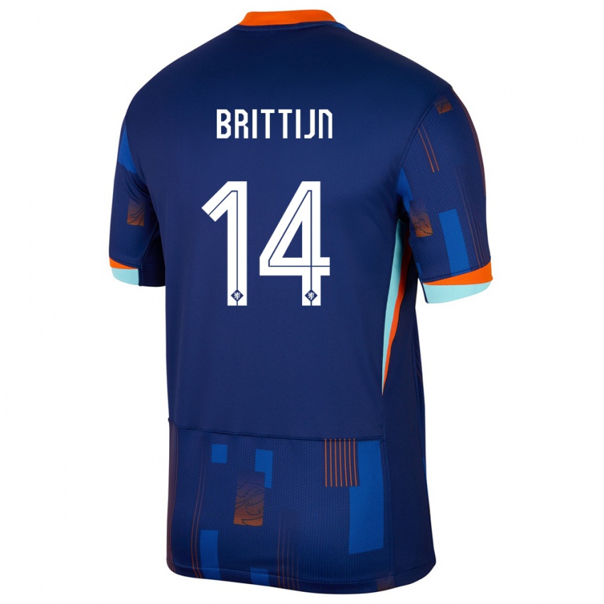 Criança Camisola Países Baixos Philip Brittijn #14 Azul Alternativa 24-26 Camisa Brasil