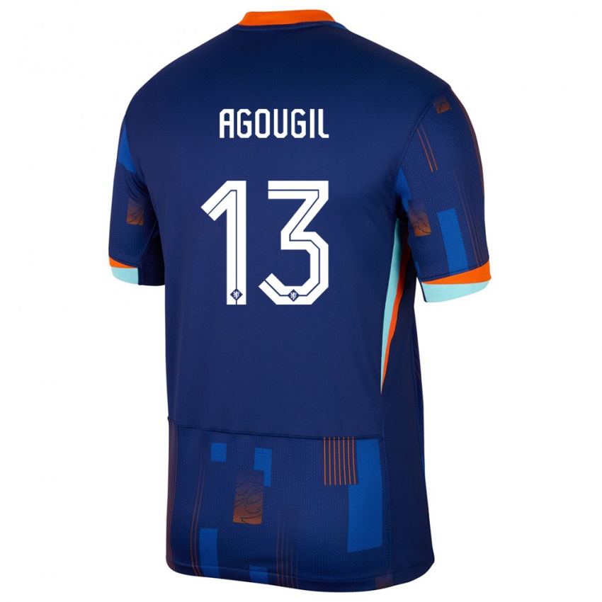 Criança Camisola Países Baixos Oualid Agougil #13 Azul Alternativa 24-26 Camisa Brasil