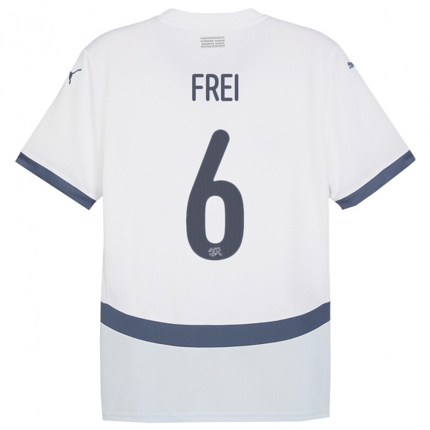 Criança Camisola Suiça Fabian Frei #6 Branco Alternativa 24-26 Camisa Brasil