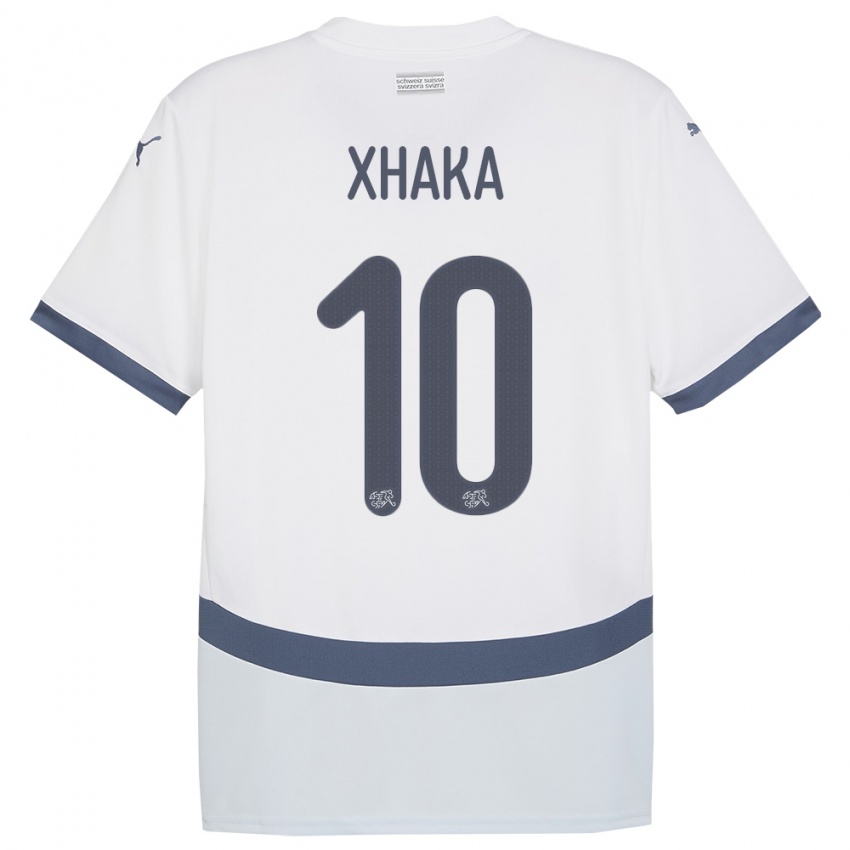 Criança Camisola Suiça Granit Xhaka #10 Branco Alternativa 24-26 Camisa Brasil