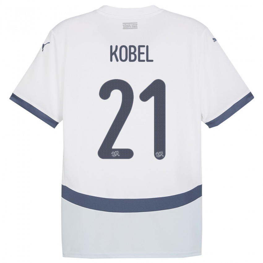 Criança Camisola Suiça Gregor Kobel #21 Branco Alternativa 24-26 Camisa Brasil