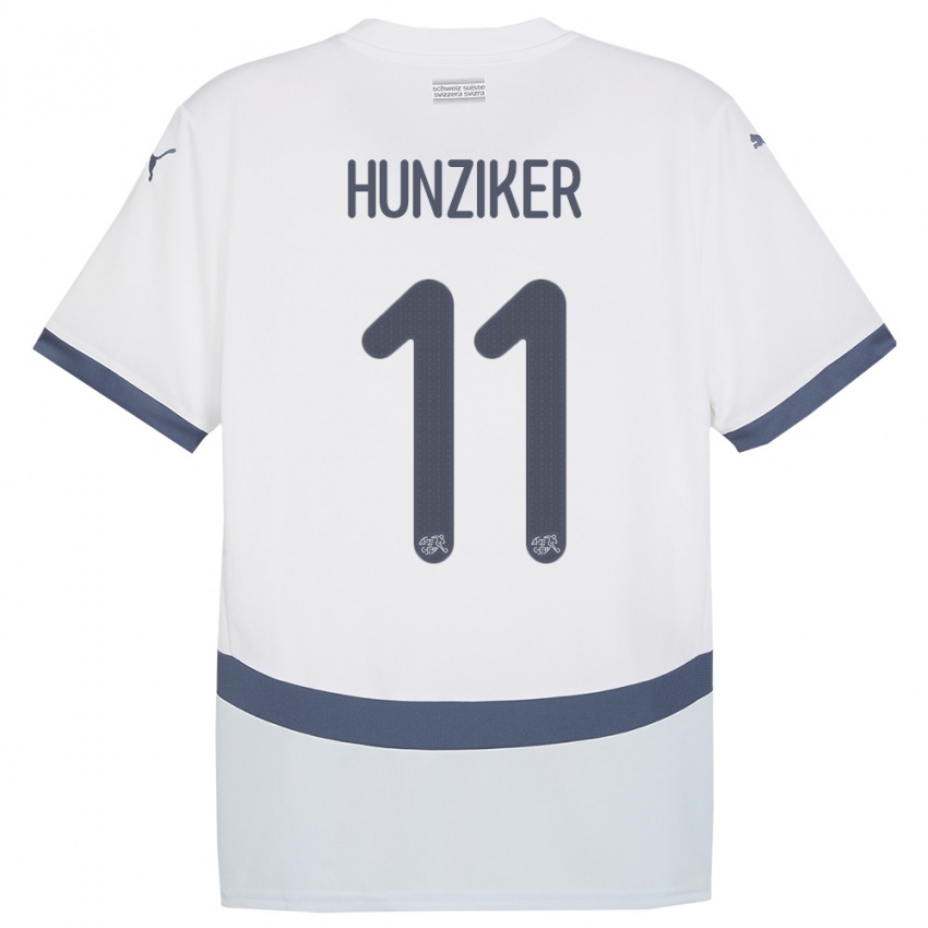 Criança Camisola Suiça Andrin Hunziker #11 Branco Alternativa 24-26 Camisa Brasil