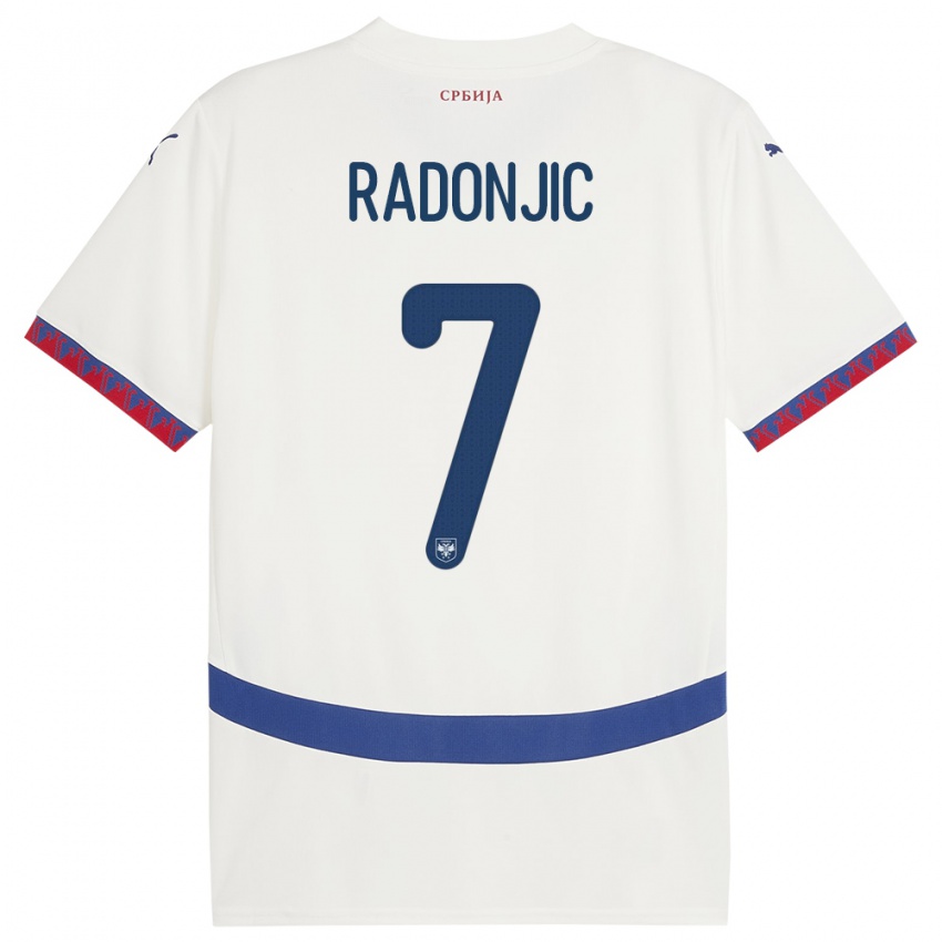 Criança Camisola Sérvia Nemanja Radonjic #7 Branco Alternativa 24-26 Camisa Brasil