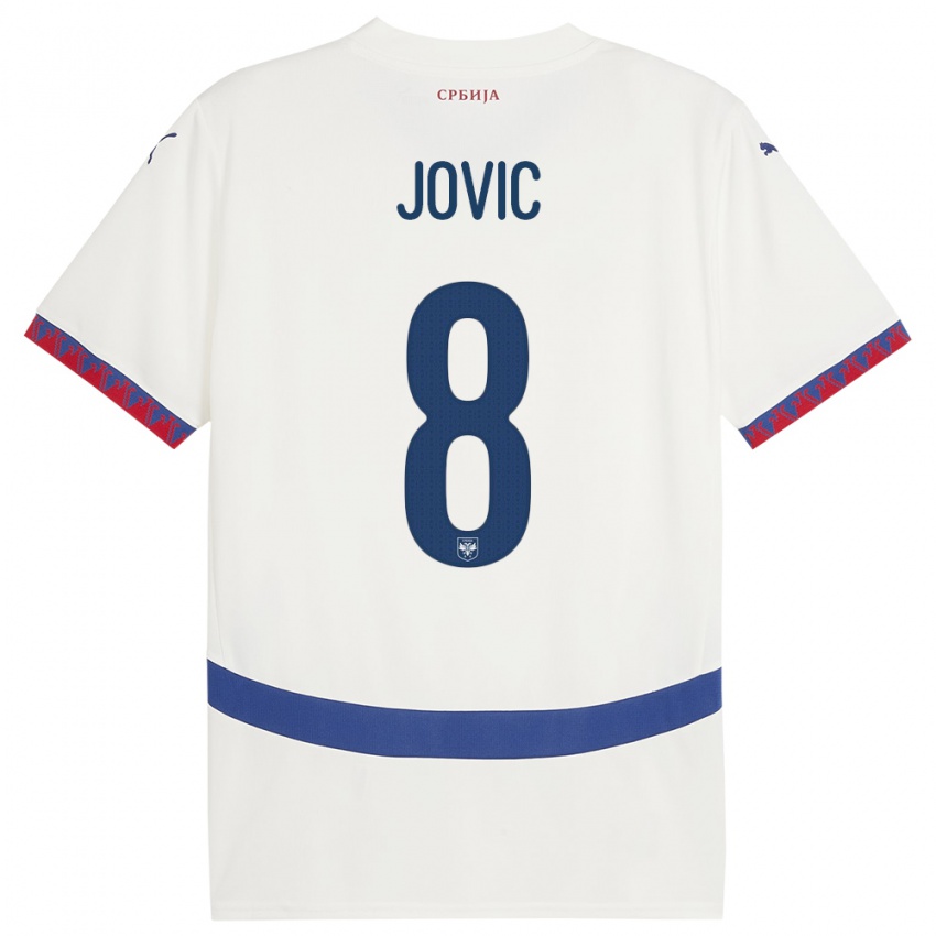Criança Camisola Sérvia Luka Jovic #8 Branco Alternativa 24-26 Camisa Brasil