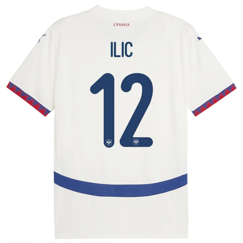 Criança Camisola Sérvia Marko Ilic #12 Branco Alternativa 24-26 Camisa Brasil