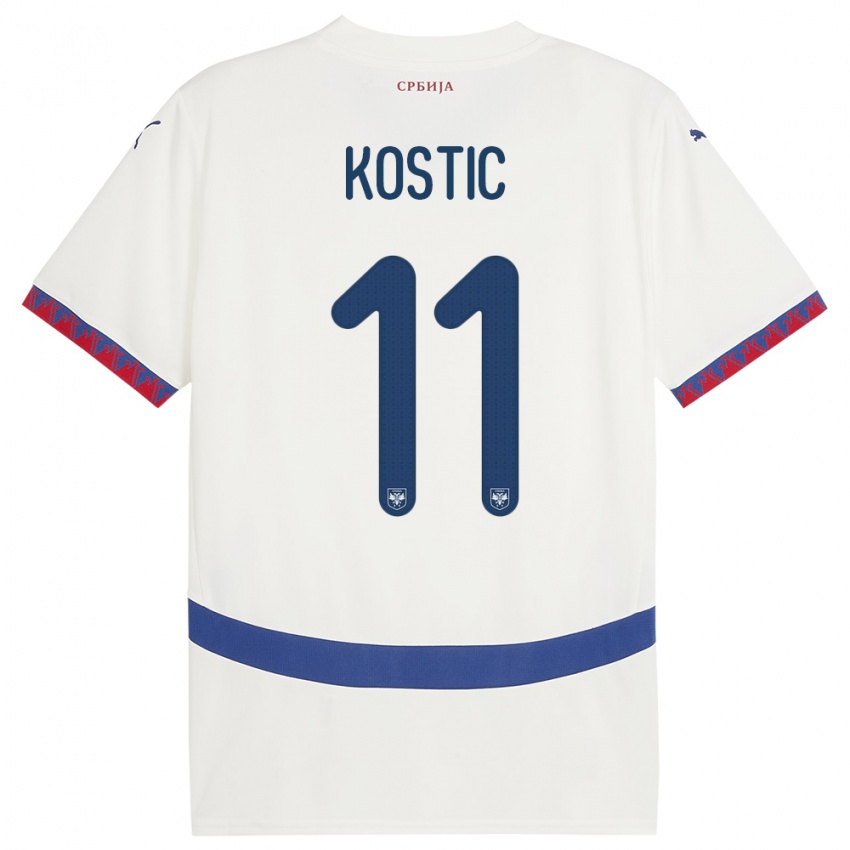 Criança Camisola Sérvia Filip Kostic #11 Branco Alternativa 24-26 Camisa Brasil