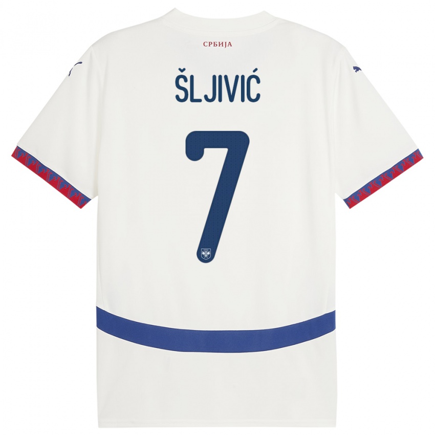 Criança Camisola Sérvia Jovan Sljivic #7 Branco Alternativa 24-26 Camisa Brasil